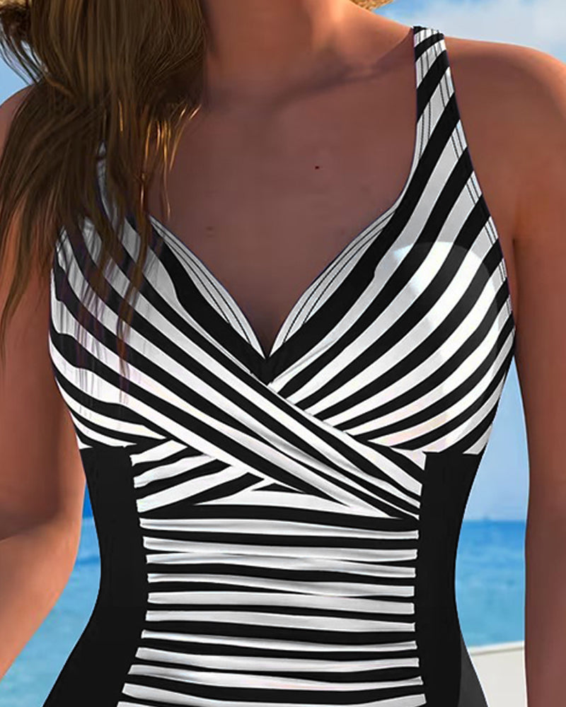 Aurora™ — Costum de baie dintr-o piesă cu dungi