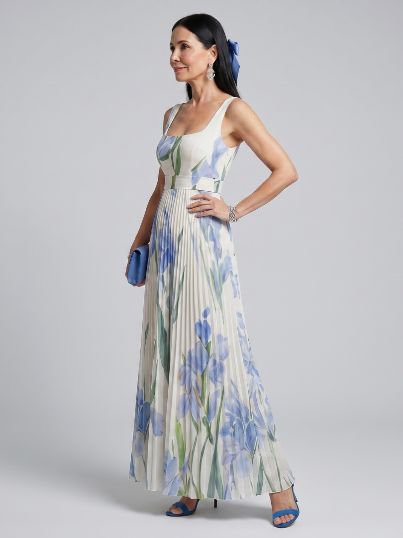 Ophelia | Rochie midi fără mâneci cu model floral