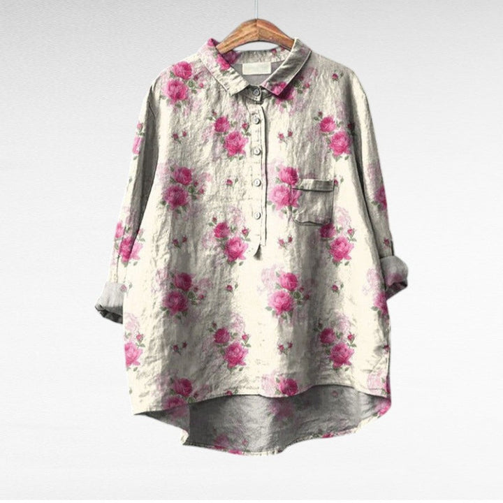 Rosélina™ — Cămașă florală artistică, fluidă și elegantă