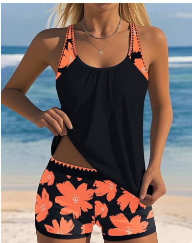 Ellen | Floral Tank Top Swimsuit Set