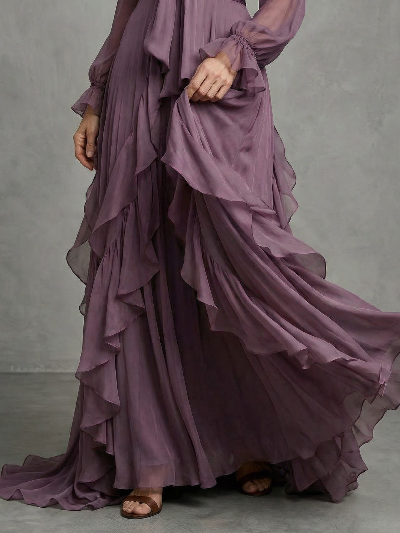 Demetria | Rochie maxi cu guler legat