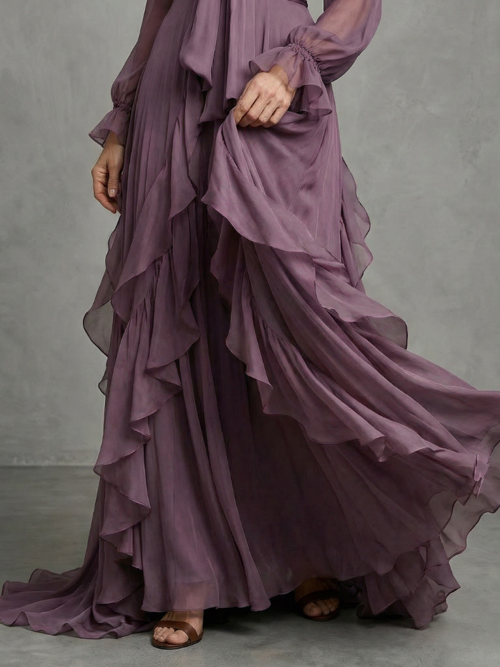 Demetria | Rochie maxi cu guler legat
