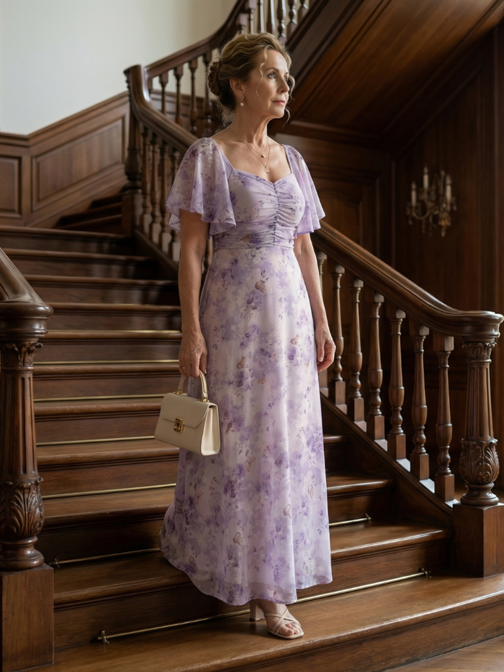 Vaelis | Rochie midi cu mâneci fluturate