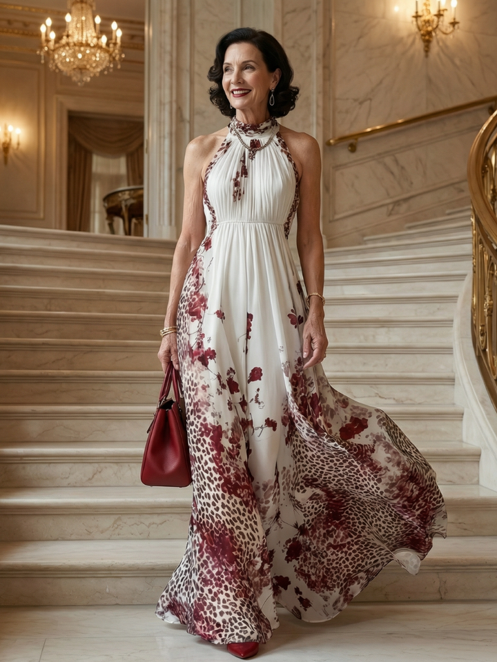 Orlune | Rochie maxi albă plisată
