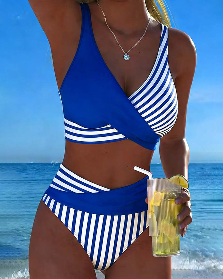 Giulia™ — Bikini cu dungi și decolteu încrucișat