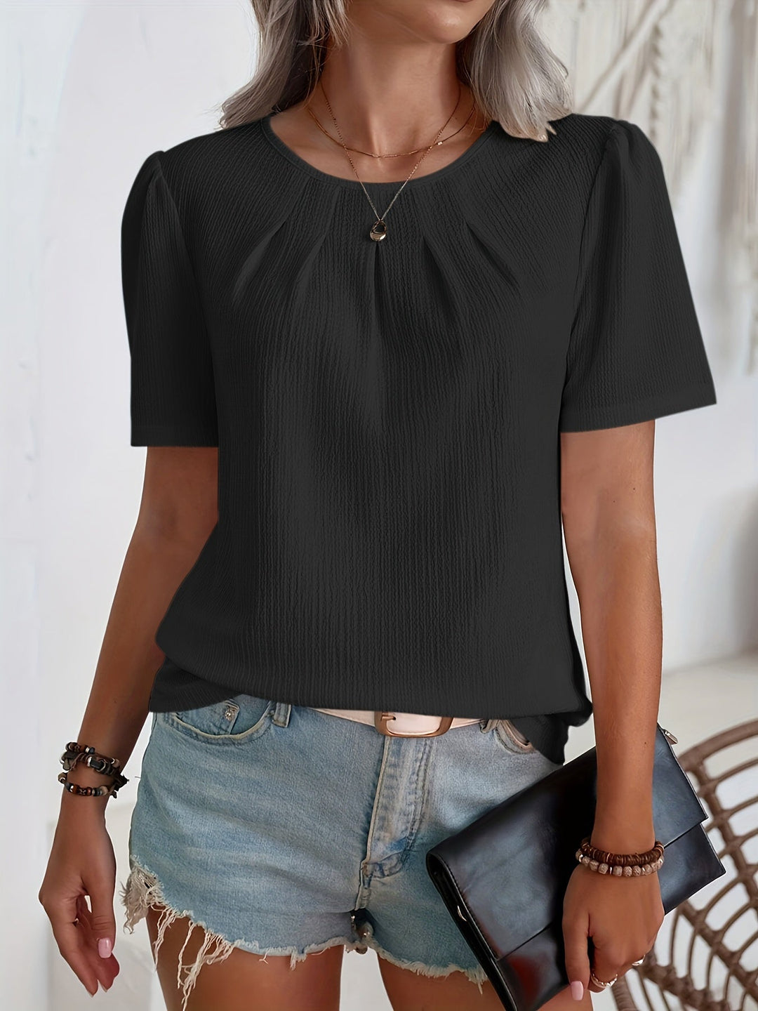 Noémie™ — Tricou elegant cu textură subtilă