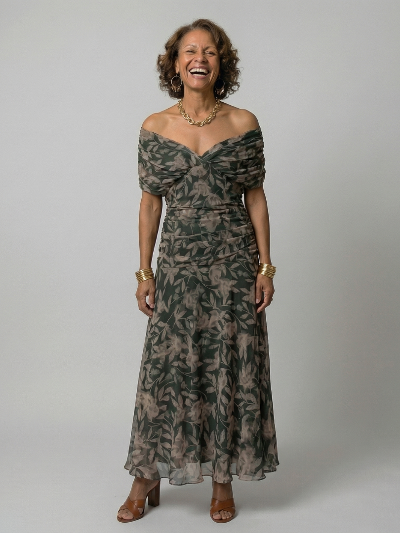 Calen | Rochie midi cu umerii goi