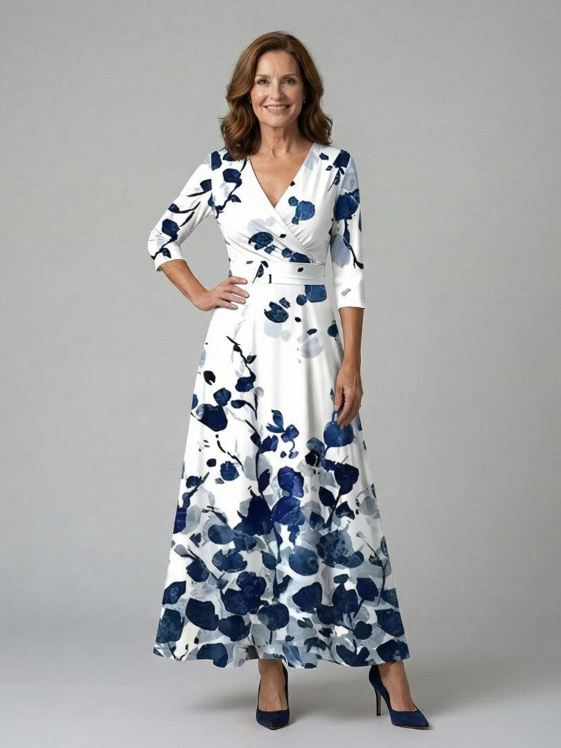 Celine | Rochie midi cu guler înfășurat