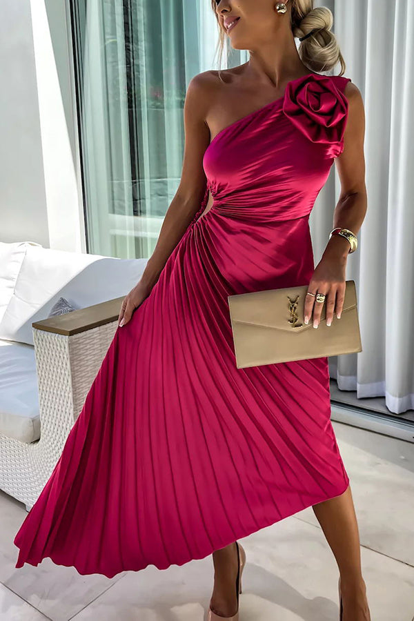 Eya™ | Rochie maxi elegantă florală, pe un umăr