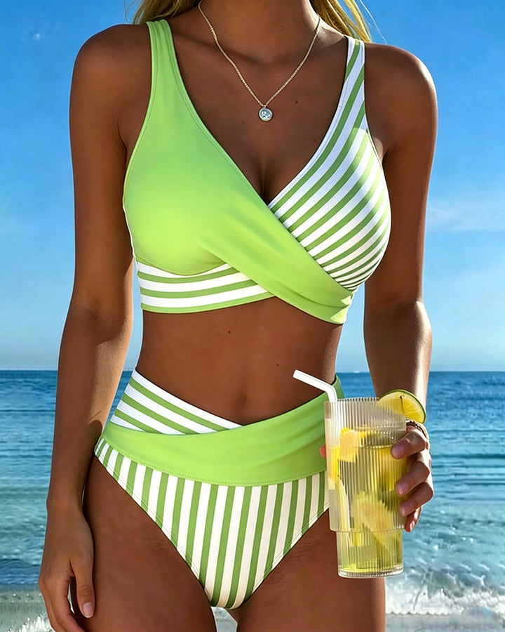 Giulia™ — Bikini cu dungi și decolteu încrucișat