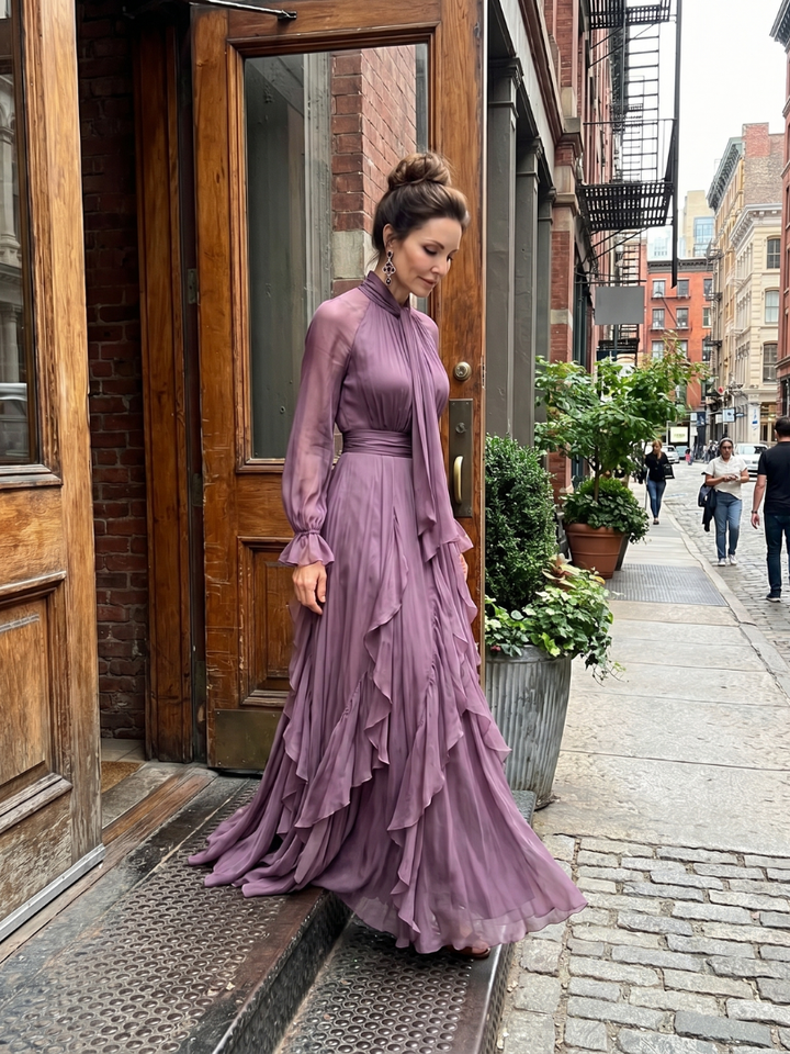 Demetria | Rochie maxi cu guler legat