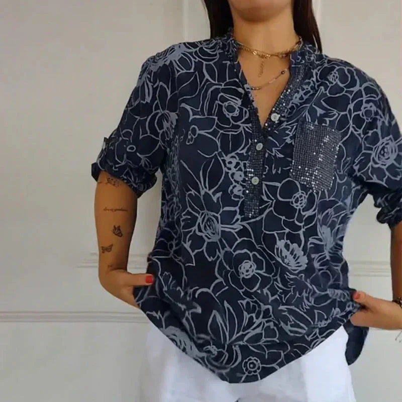 Coralie™ — Bluză elegantă cu imprimeu rafinat