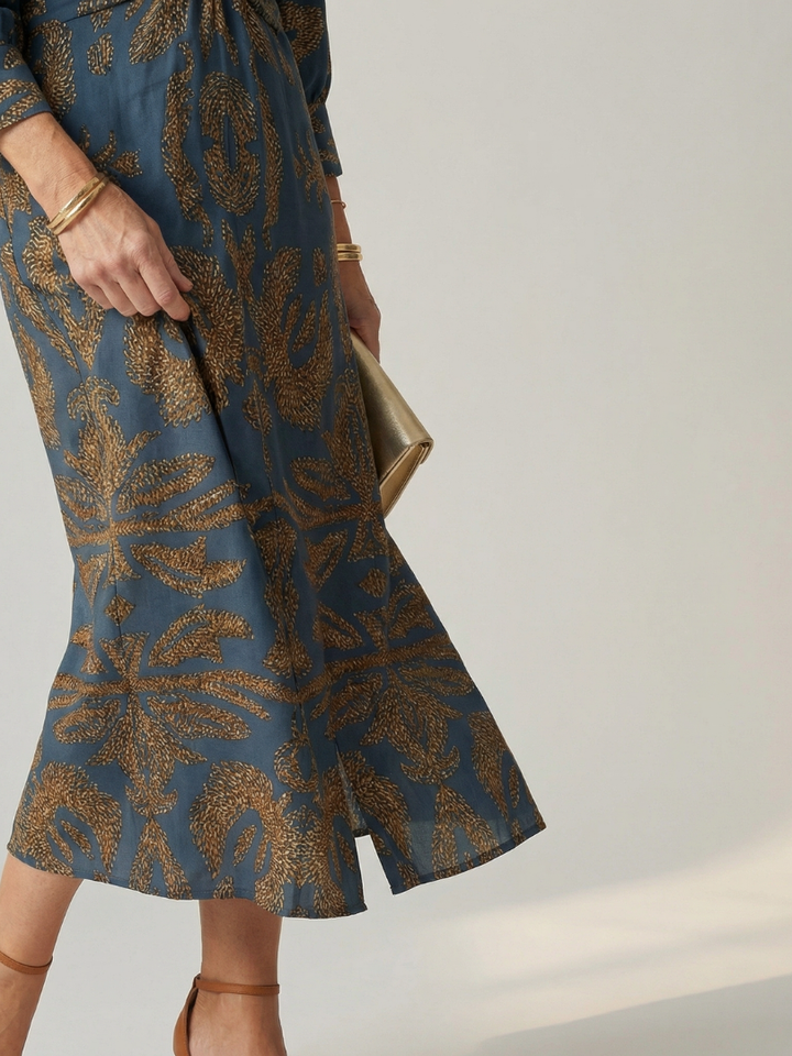 Lune | Rochie midi naturală, înfășurată