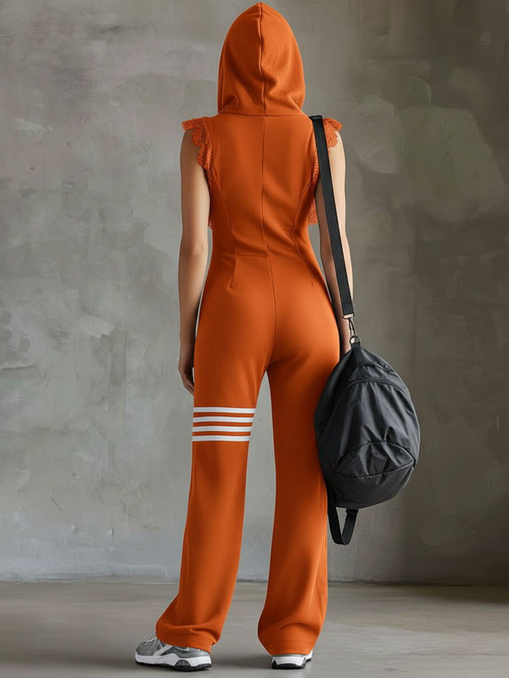 Giada™ — Salopetă sport retro cu glugă și dungi laterale