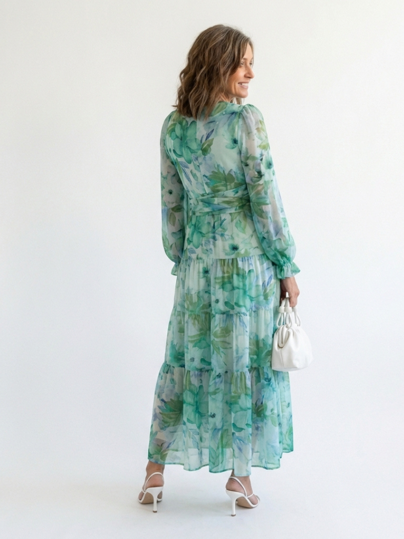 Althea | Rochie maxi cu mânecă lungă și imprimeu floral