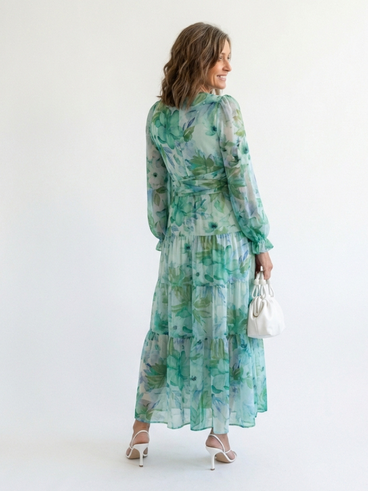 Althea | Rochie maxi cu mânecă lungă și imprimeu floral