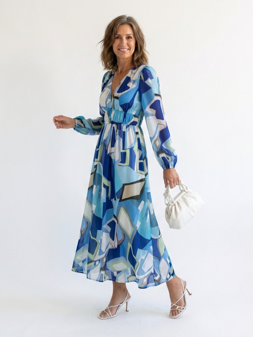Althea | Rochie maxi cu mânecă lungă și imprimeu floral