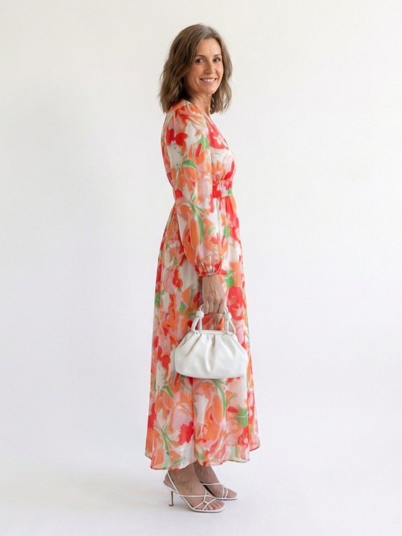 Althea | Rochie maxi cu mânecă lungă și imprimeu floral