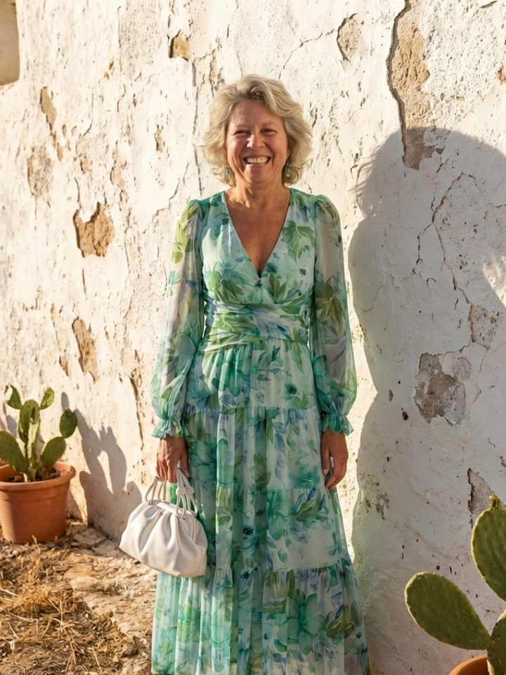 Althea | Rochie maxi cu mânecă lungă și imprimeu floral