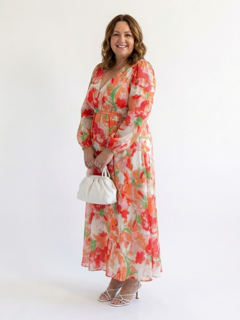 Althea | Rochie maxi cu mânecă lungă și imprimeu floral