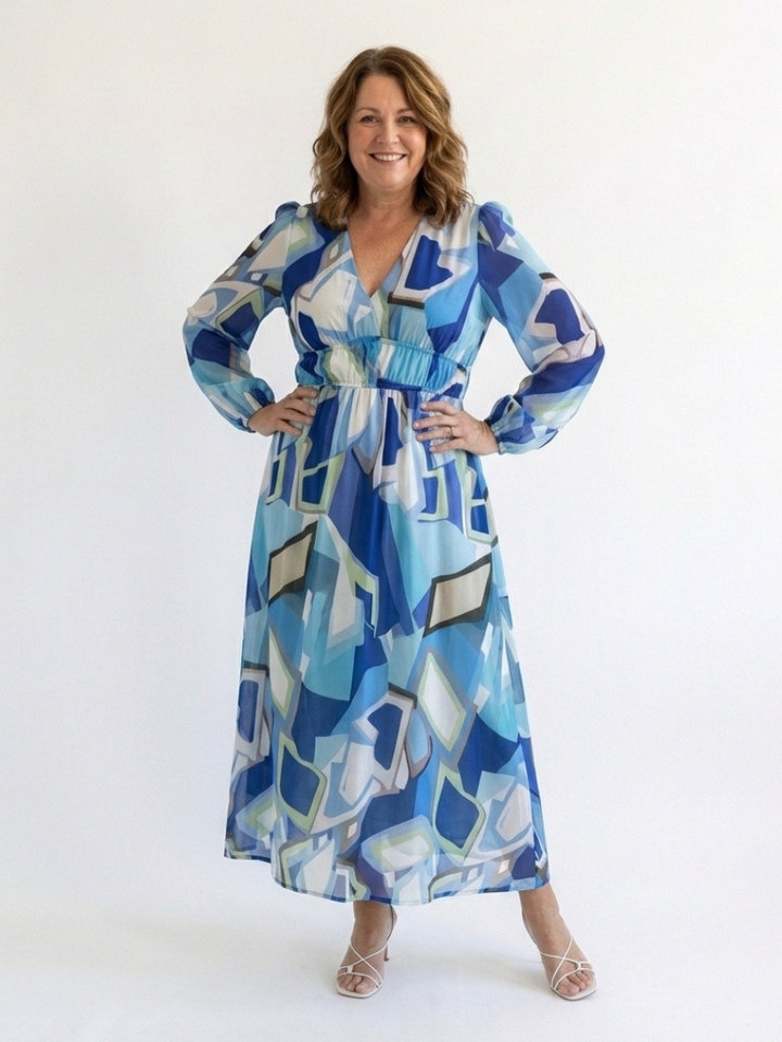 Althea | Rochie maxi cu mânecă lungă și imprimeu floral