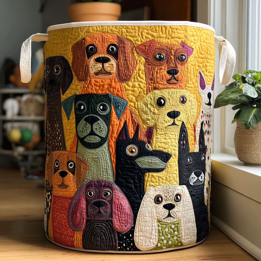 Elara™ — Coș de rufe matlasat fermecător cu design canin