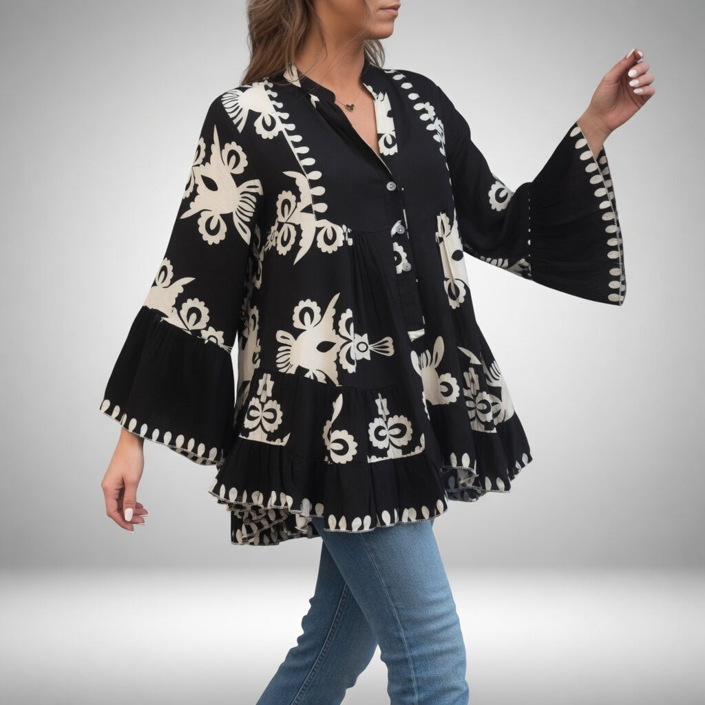 Théodeline™ – Bluză brodată boho, feminitate strălucitoare