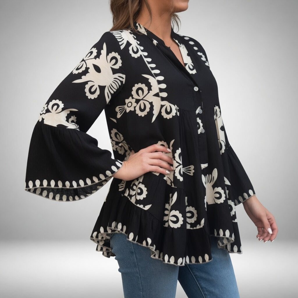Théodeline™ – Bluză brodată boho, feminitate strălucitoare