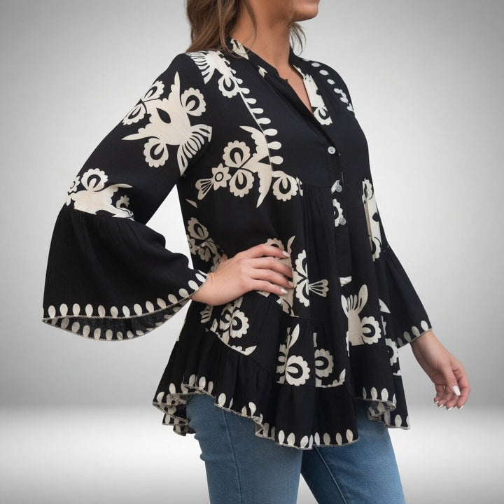 Théodeline™ – Bluză brodată boho, feminitate strălucitoare