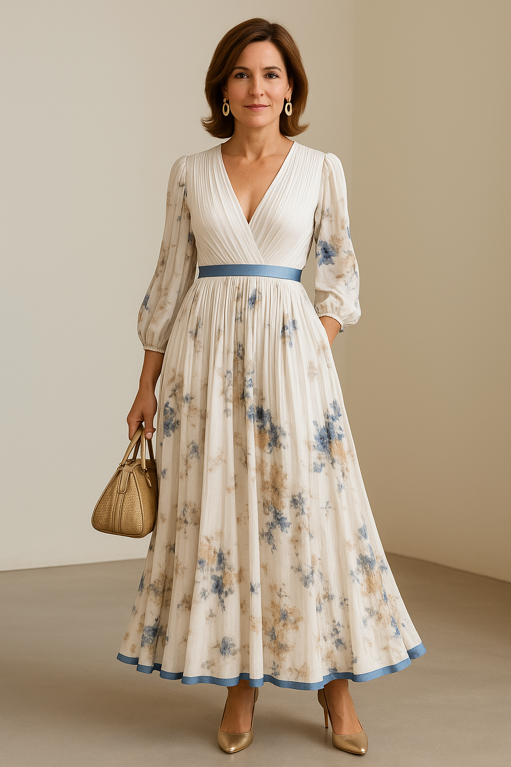 Paz™ | Rochie maxi plisată florală atemporală