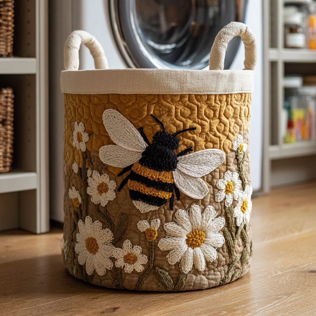 Daisy™ — Coș de rufe matlasat cu model de albine