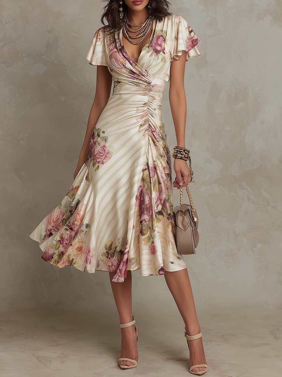 Alba™ — Rochie midi elegantă cu model floral