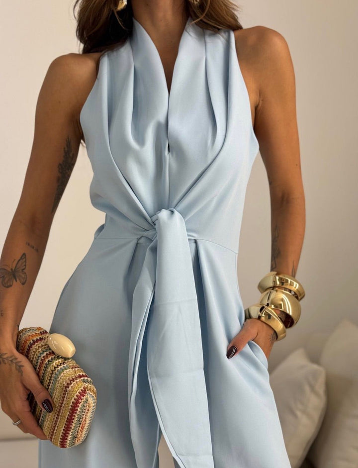 Roxana™ — Set elegant cu alătură la gât și pantaloni largi