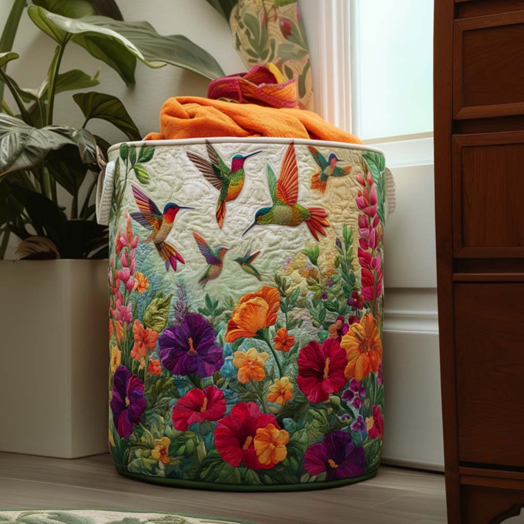 Luna™ — Coș de rufe matlasat elegant cu flori