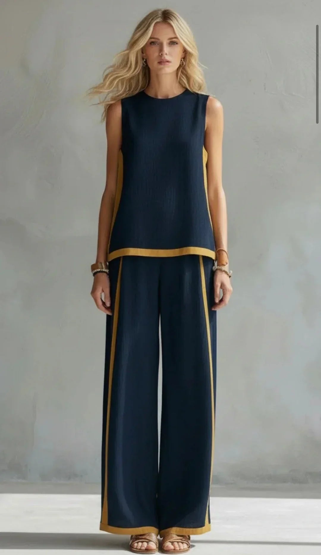 Ursula™ — Set elegant și casual de vestă și pantaloni cu finisaj bicolor