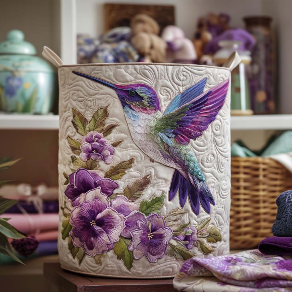 Coș De Rufe Matlasat Cu Colibri În Floare