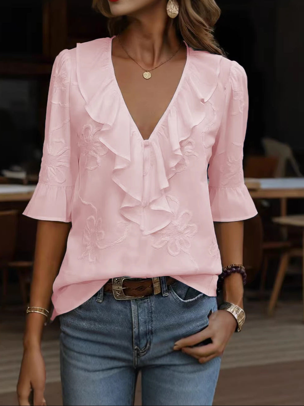 Isaline™ — Bluză elegantă cu volane și farmec feminin