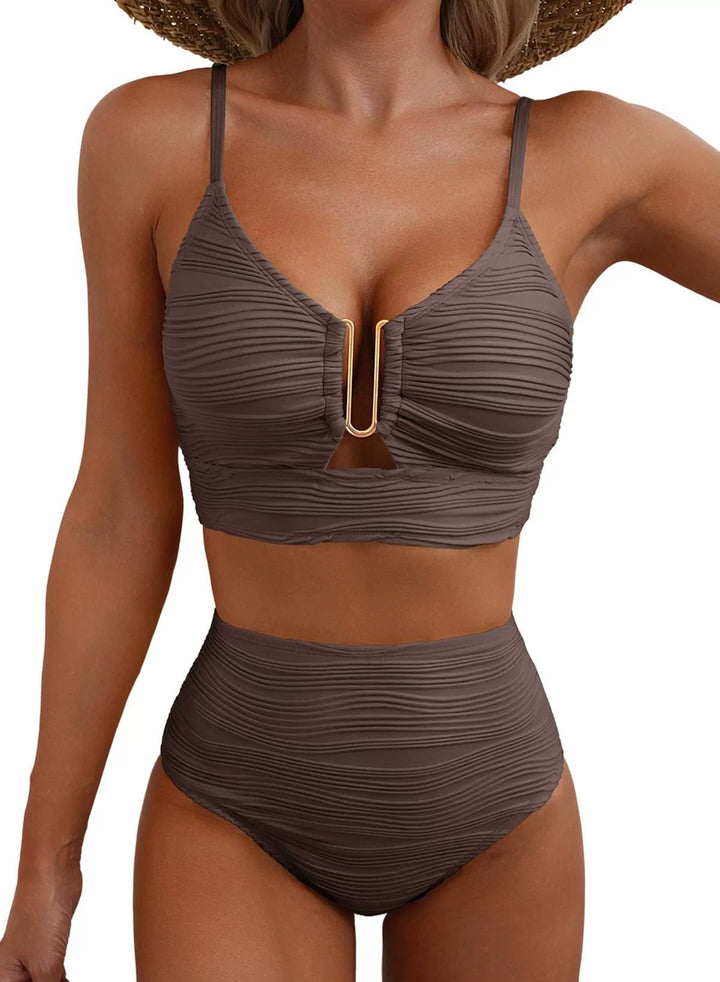 Sirena — Bikini elegant cu talie înaltă și imprimeu unic