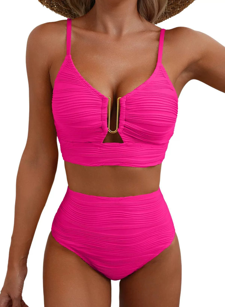 Sirena — Bikini elegant cu talie înaltă și imprimeu unic