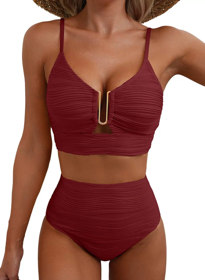 Sirena — Bikini elegant cu talie înaltă și imprimeu unic