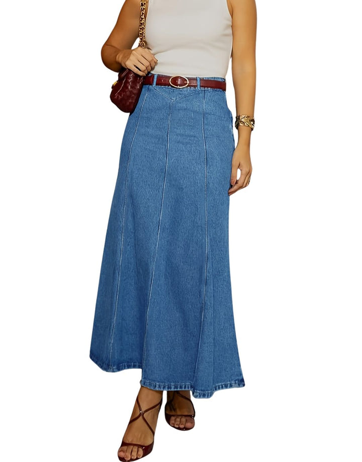 Alina™ | Fustă Maxi Denim Talie Înaltă