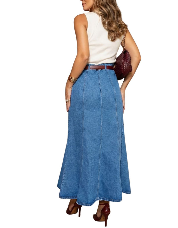 Alina™ | Fustă Maxi Denim Talie Înaltă