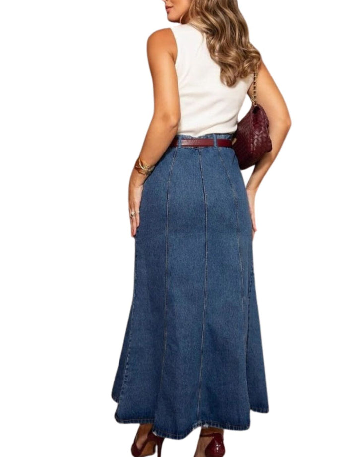 Alina™ | Fustă Maxi Denim Talie Înaltă