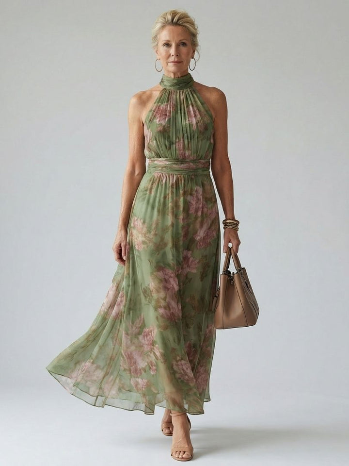Mirelle | Rochie midi cu imprimeu halter