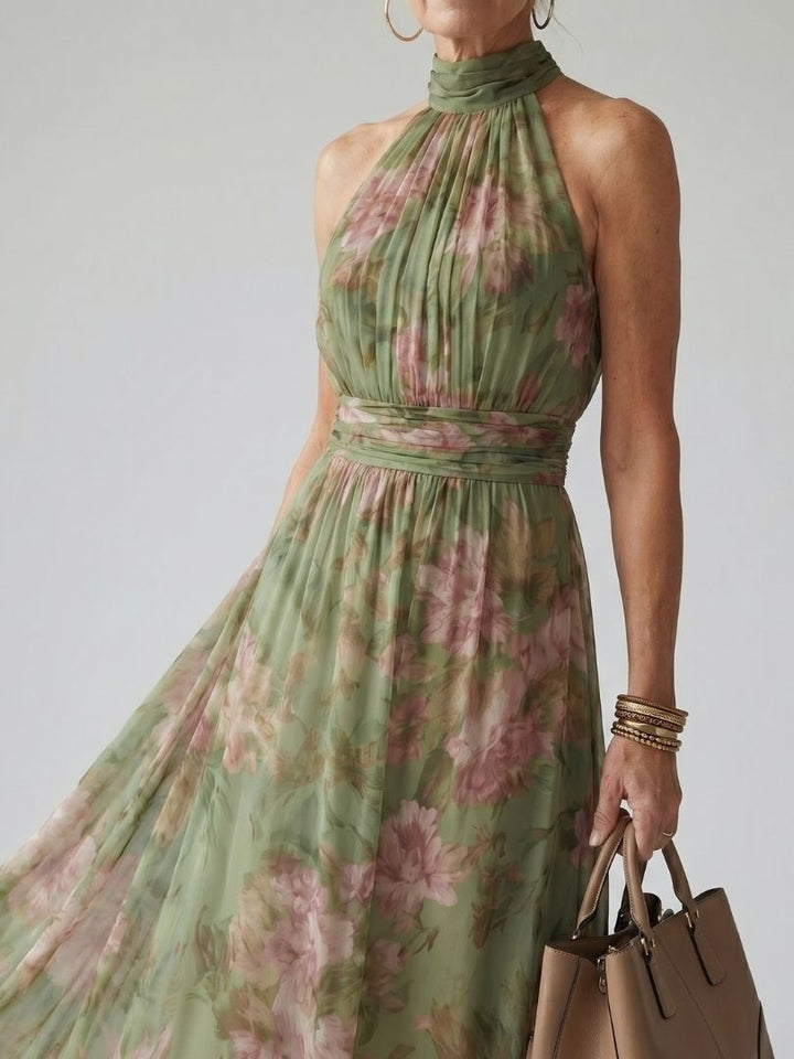Mirelle | Rochie midi cu imprimeu halter