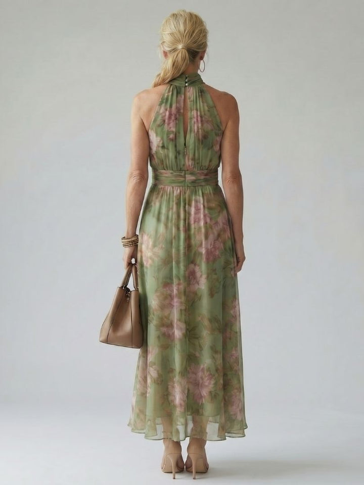 Mirelle | Rochie midi cu imprimeu halter