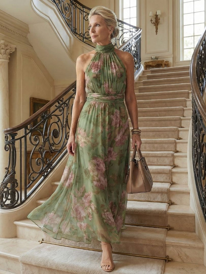 Mirelle | Rochie midi cu imprimeu halter