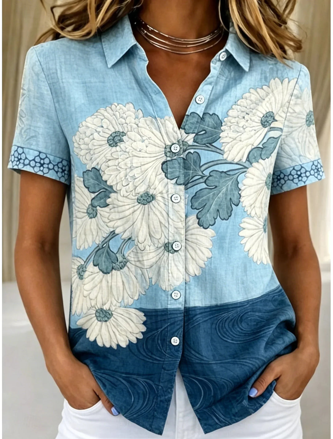 Camila™ — Bluză elegantă cu imprimeu floral și gradient