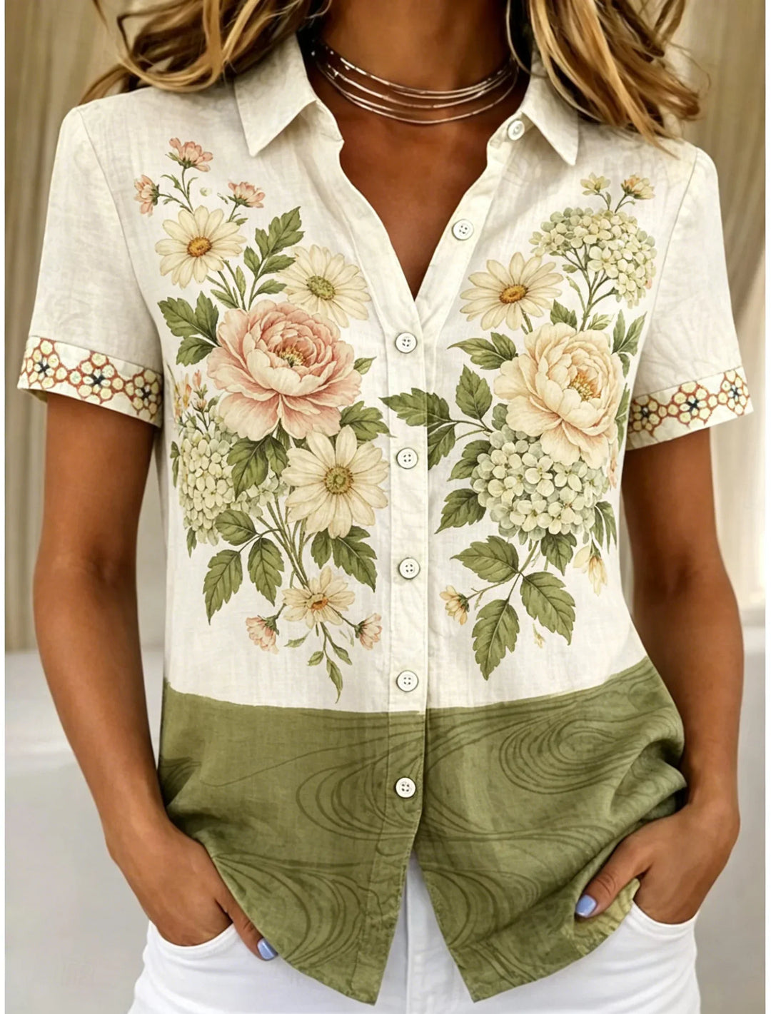 Isabella™ — Bluză elegantă cu imprimeu floral și gradient