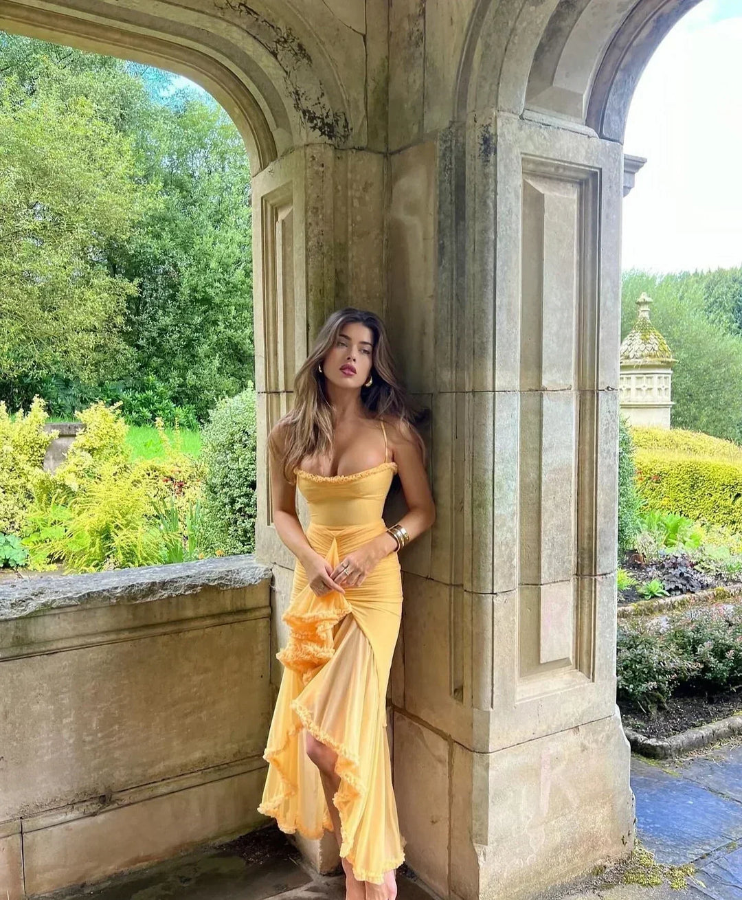 Chloe™ | Rochie galbenă din plasă